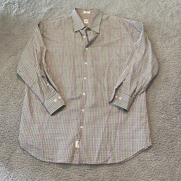 Peter Millar Shirt Mens Extra Large Black & pink green Check Long Sleeve Button - Picture 2 of 8